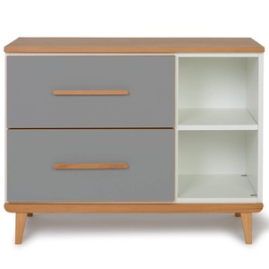 Petit meuble 2 tiroirs 2 niches NADO Retro finition hêtre slate grey