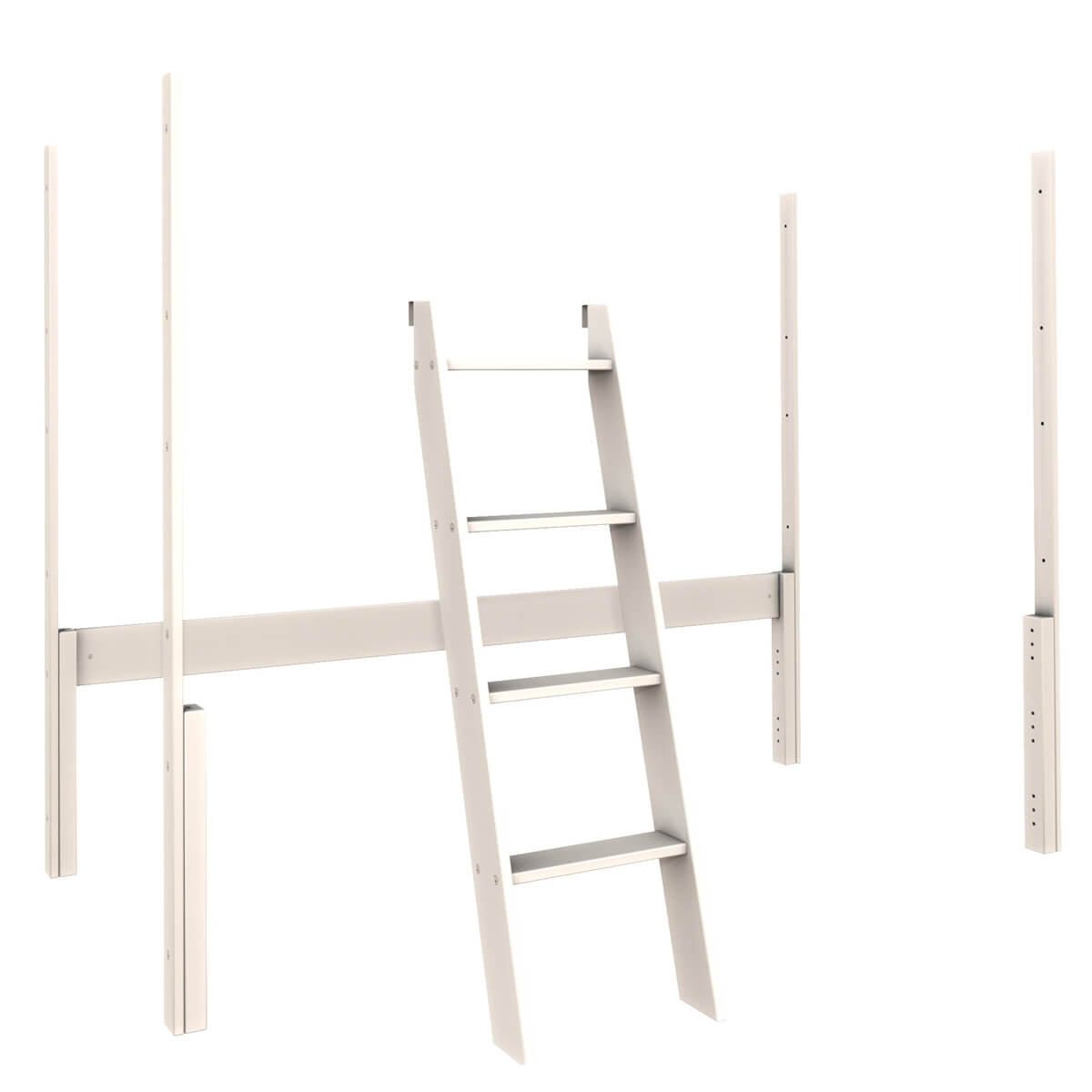 Piètements-structure lit mezzanine KASVA hêtre laqué blanc