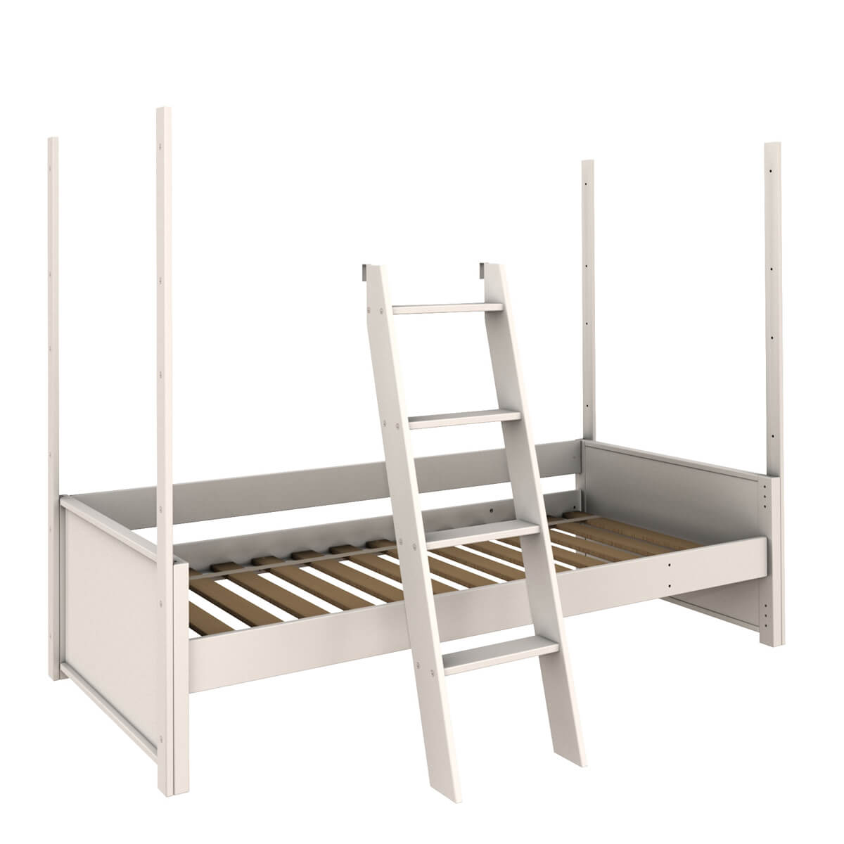 Piètements-structure lit superposés KASVA hêtre laqué blanc