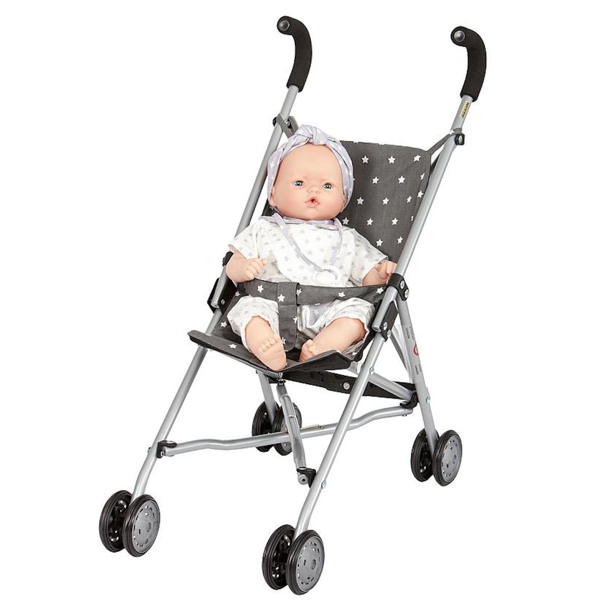 Poussette pour poupée STARS gris 