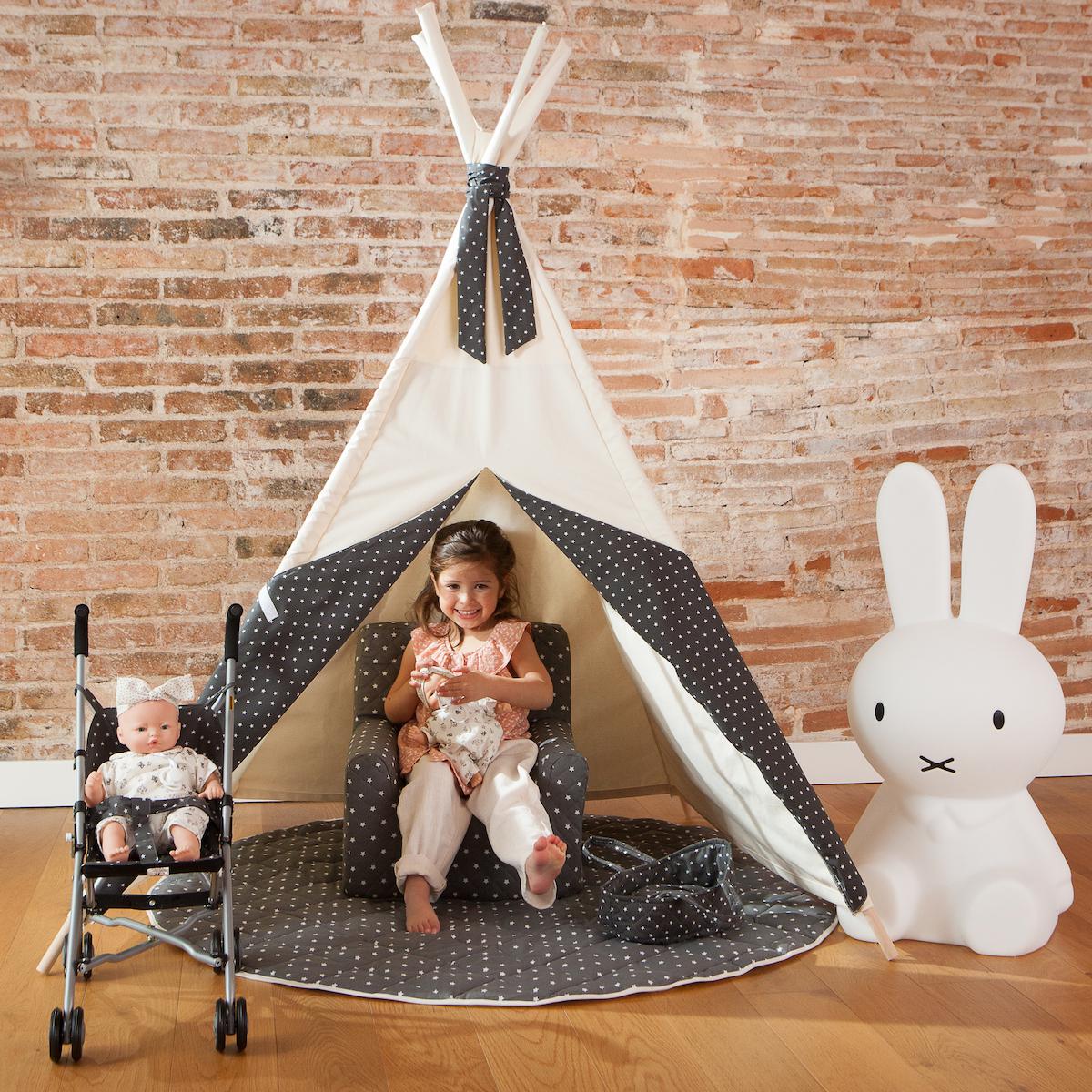 Poussette pour poupée STARS gris 