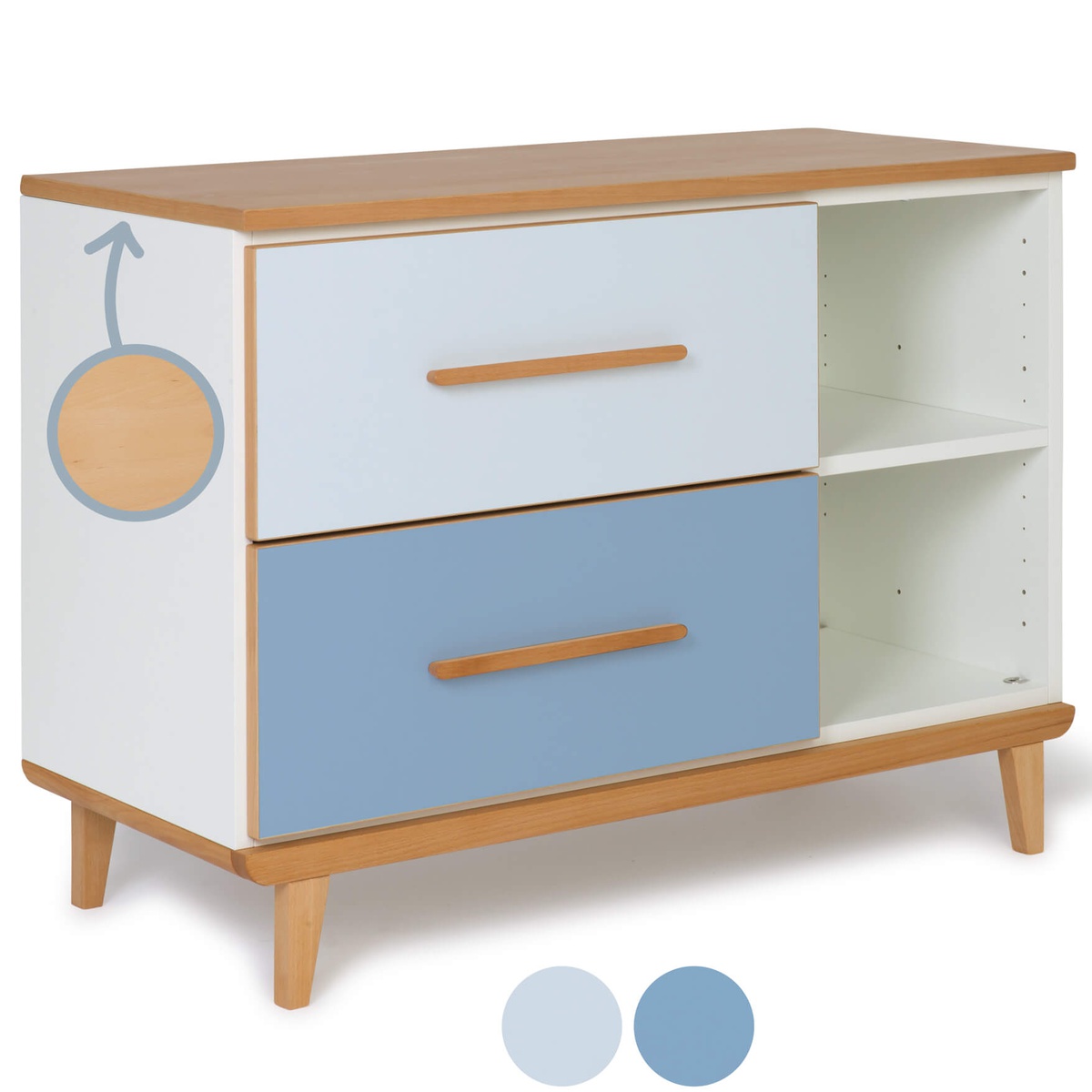 Small furniture 2 drawers NADO By A.K. sky blue-capri blue