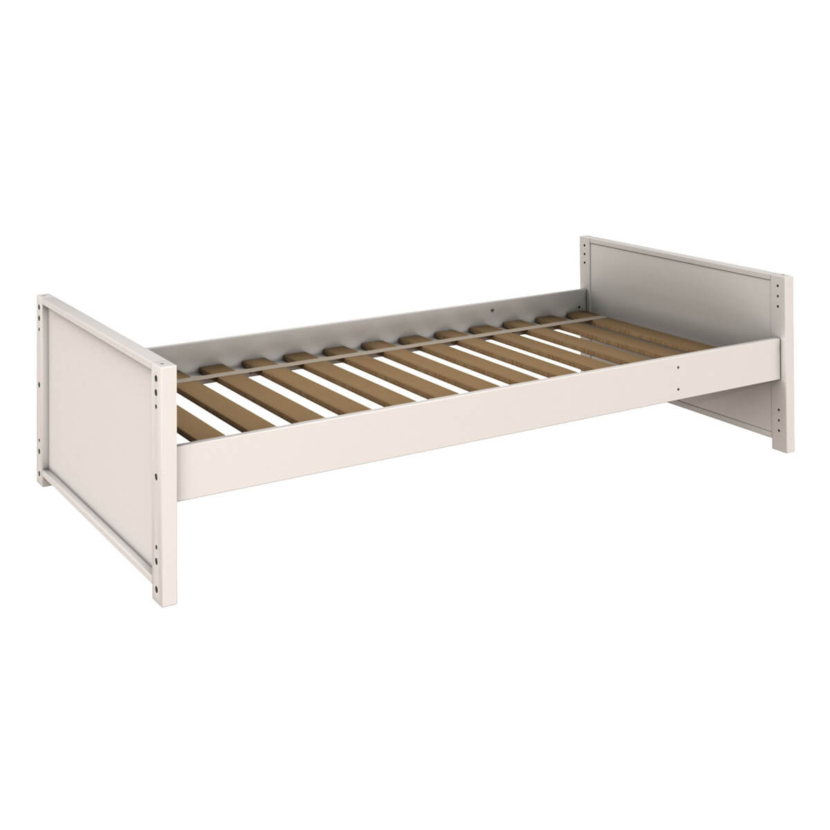 Structure lit bas-lit mi-hauteur KASVA hêtre laqué blanc