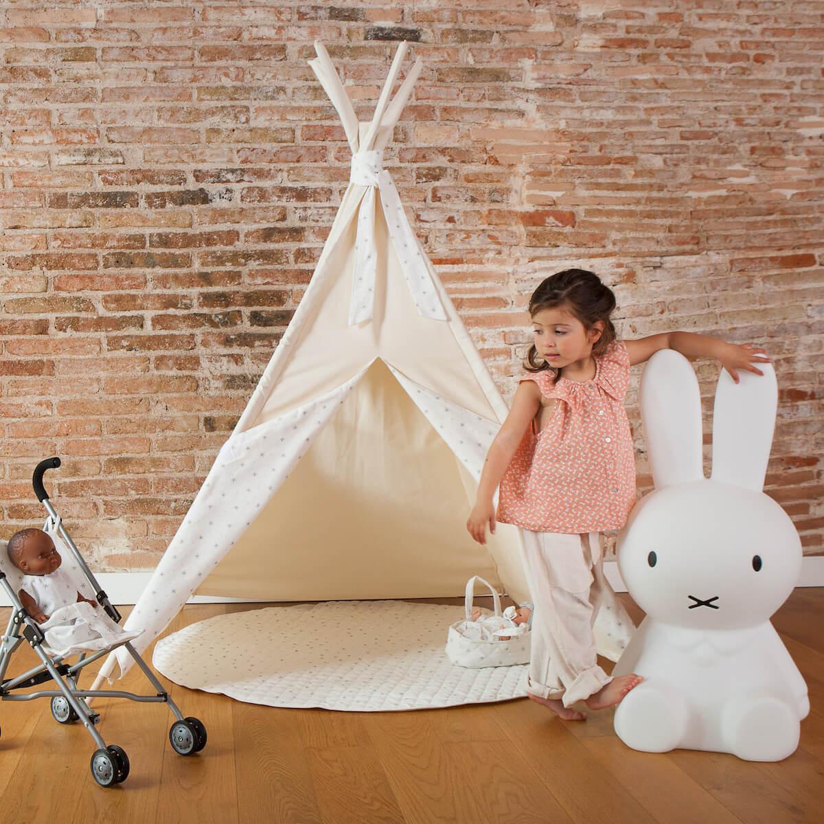 Tapis pour tipi STARS blanc