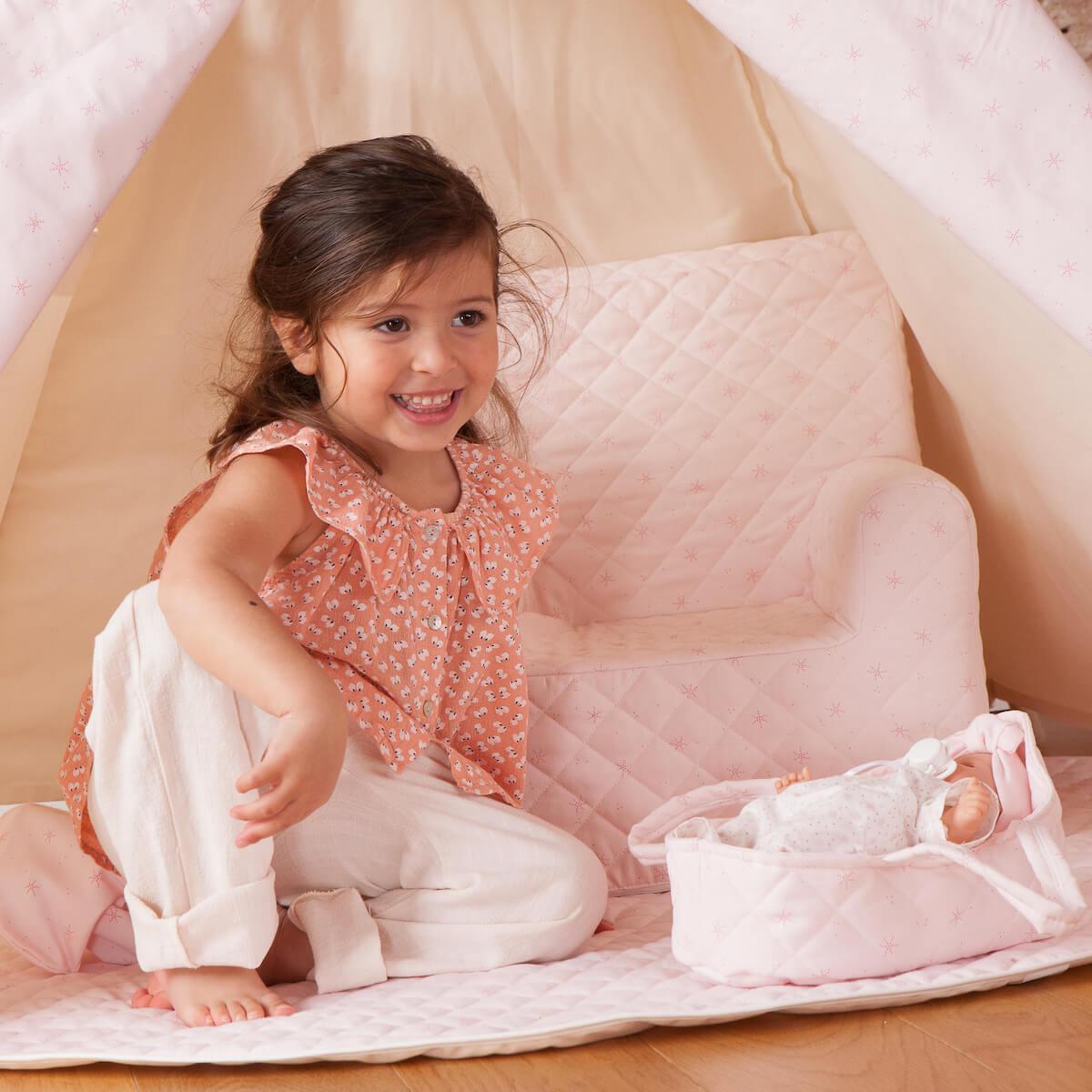 Tapis pour tipi STARS rose