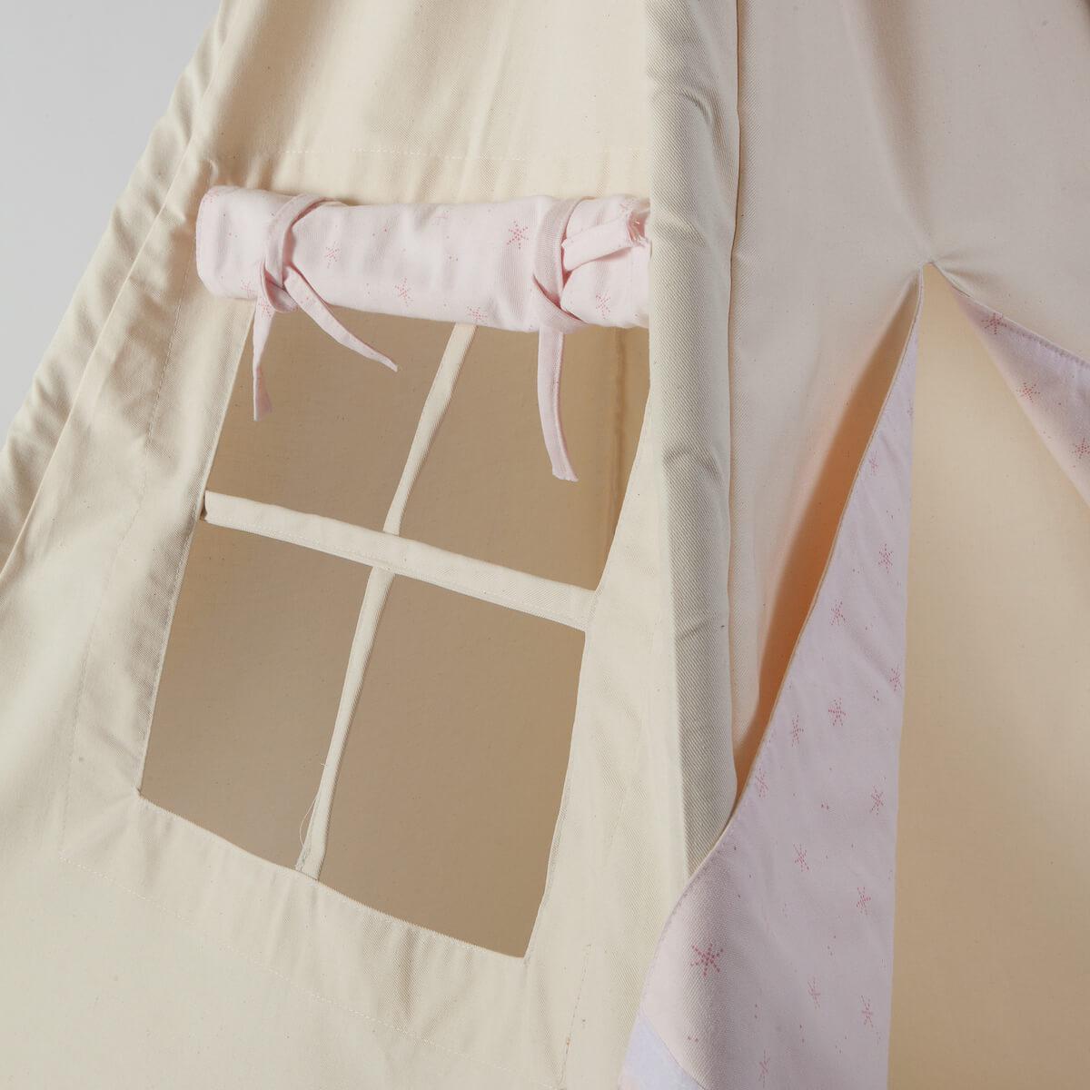Tipi enfant beige STARS rose 