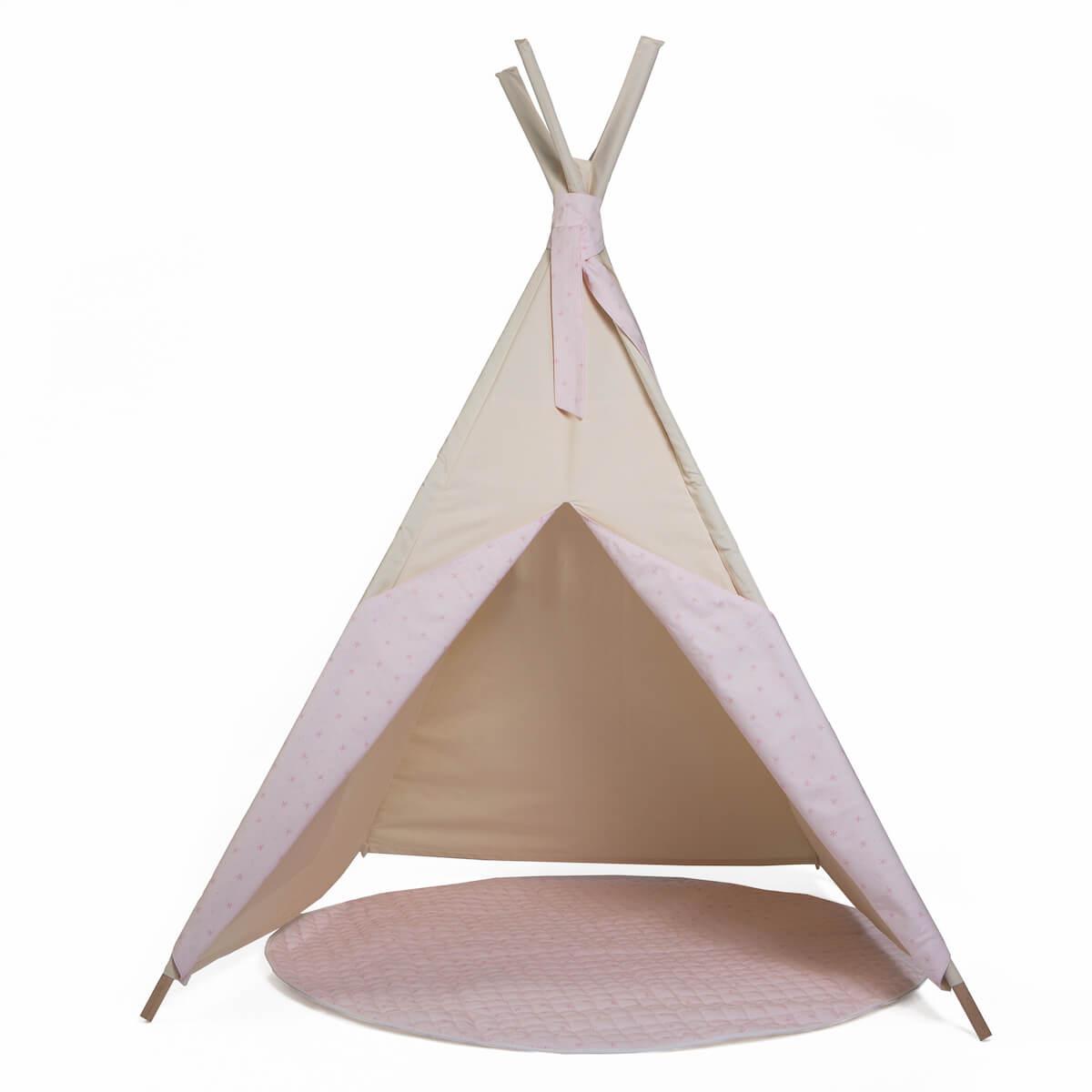 Tipi enfant beige STARS rose 