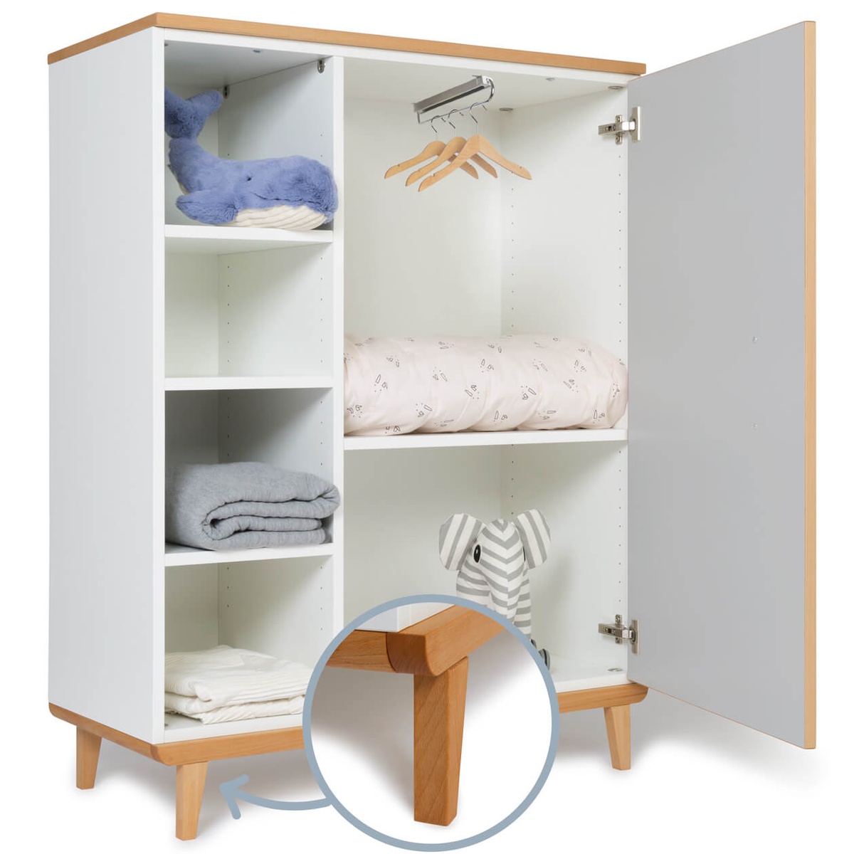 Wardrobe 120 cm 1 door NADO Retro beech manhattan grey