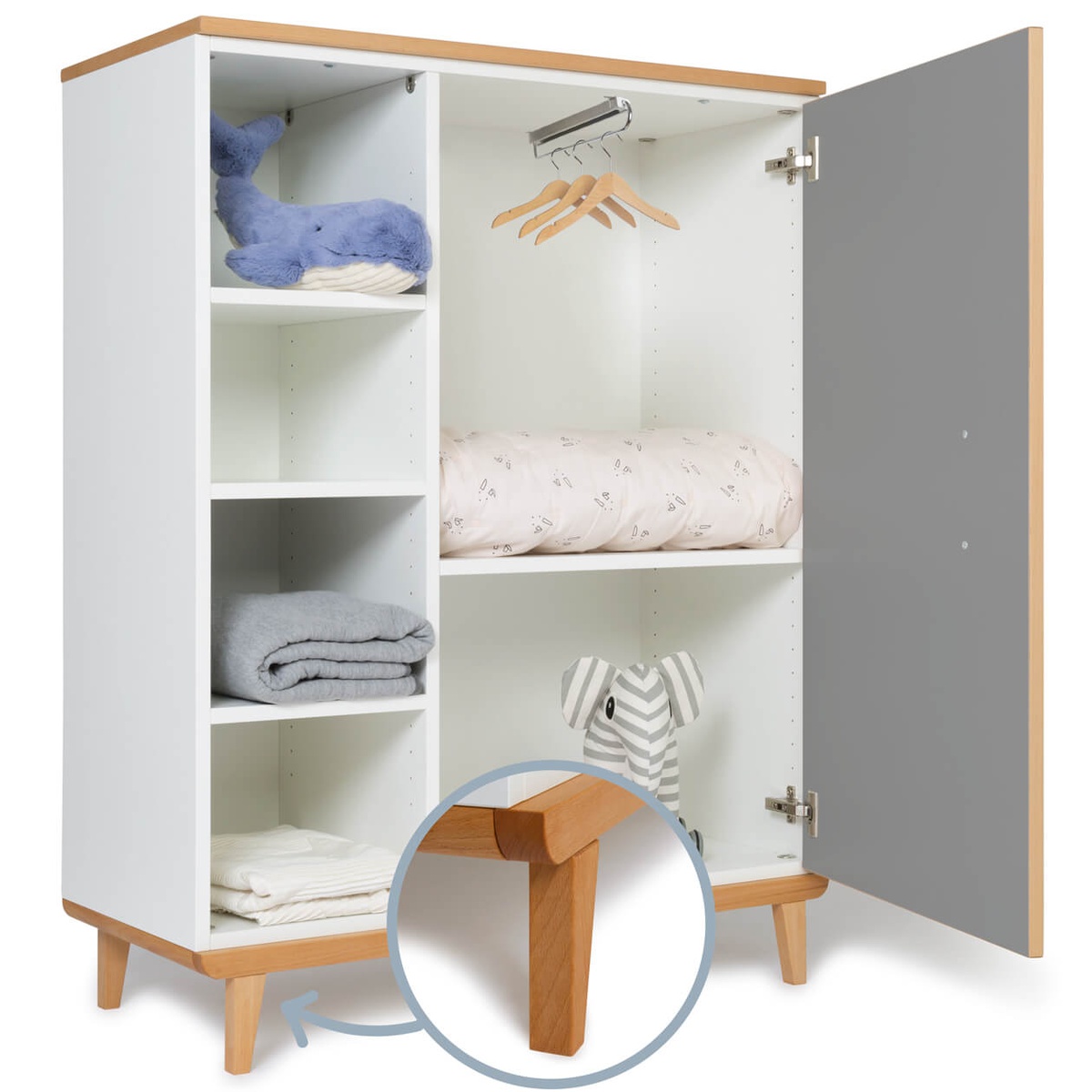 Wardrobe 120 cm 1 door NADO Retro beech slate grey