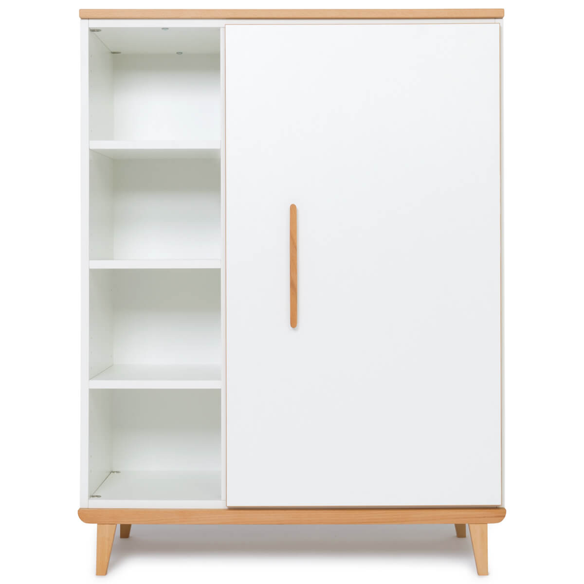 Wardrobe 120 cm 1 door NADO Retro beech white