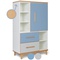 Wardrobe 147 cm 1 door 2 drawers NADO Retro beech capri blue-manhattan grey