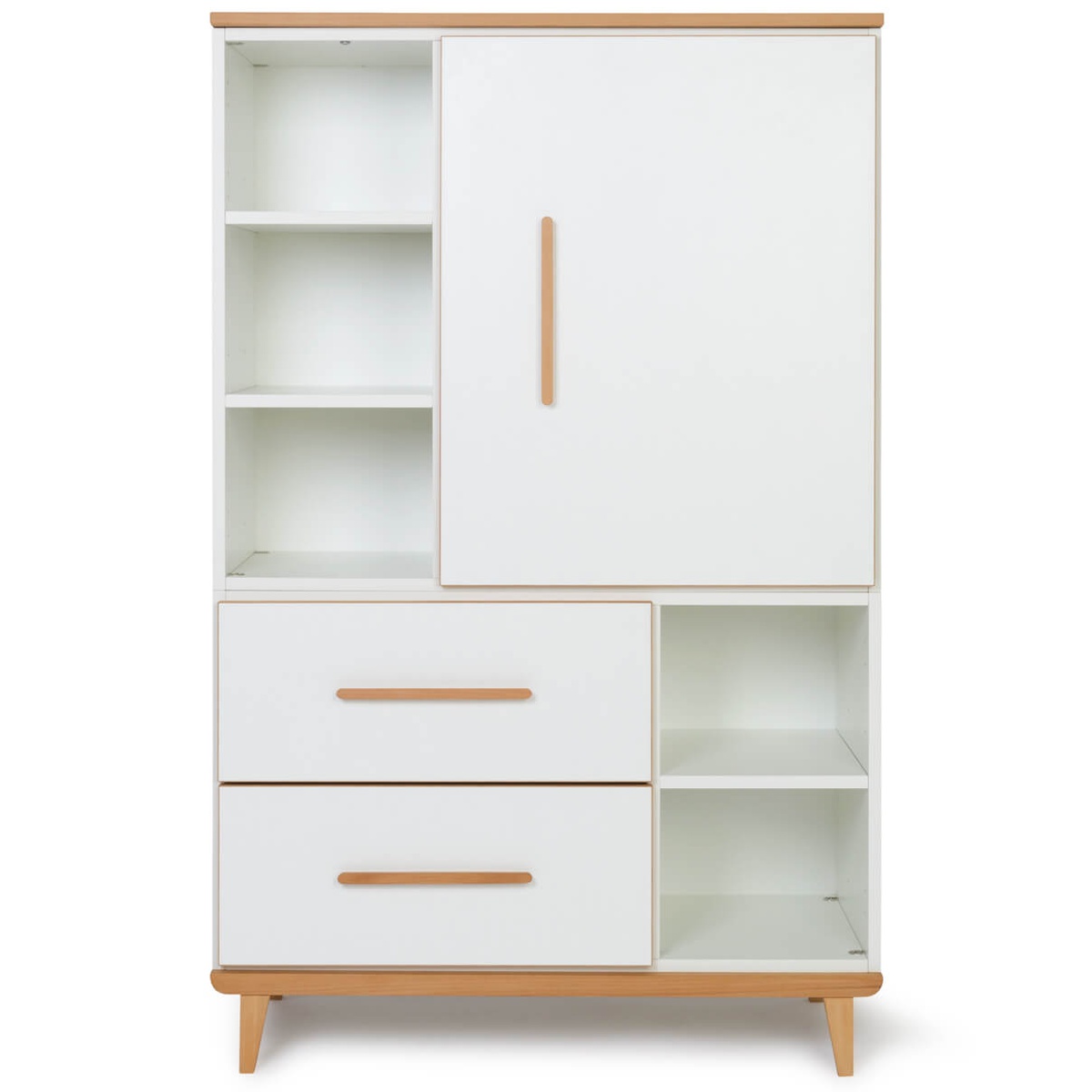 Wardrobe 147 cm 1 door 2 drawers NADO Retro beech white