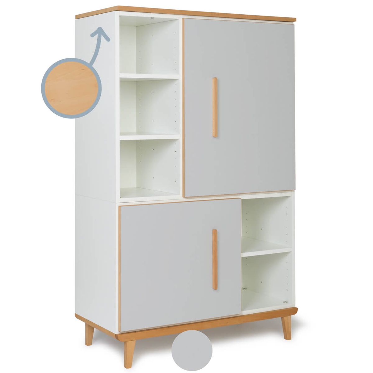 Wardrobe 147 cm 2 doors NADO Retro beech manhattan grey