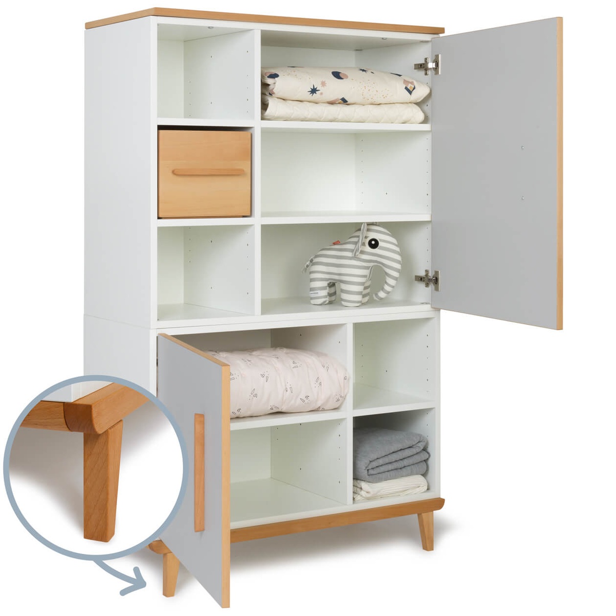 Wardrobe 147 cm 2 doors NADO Retro beech manhattan grey