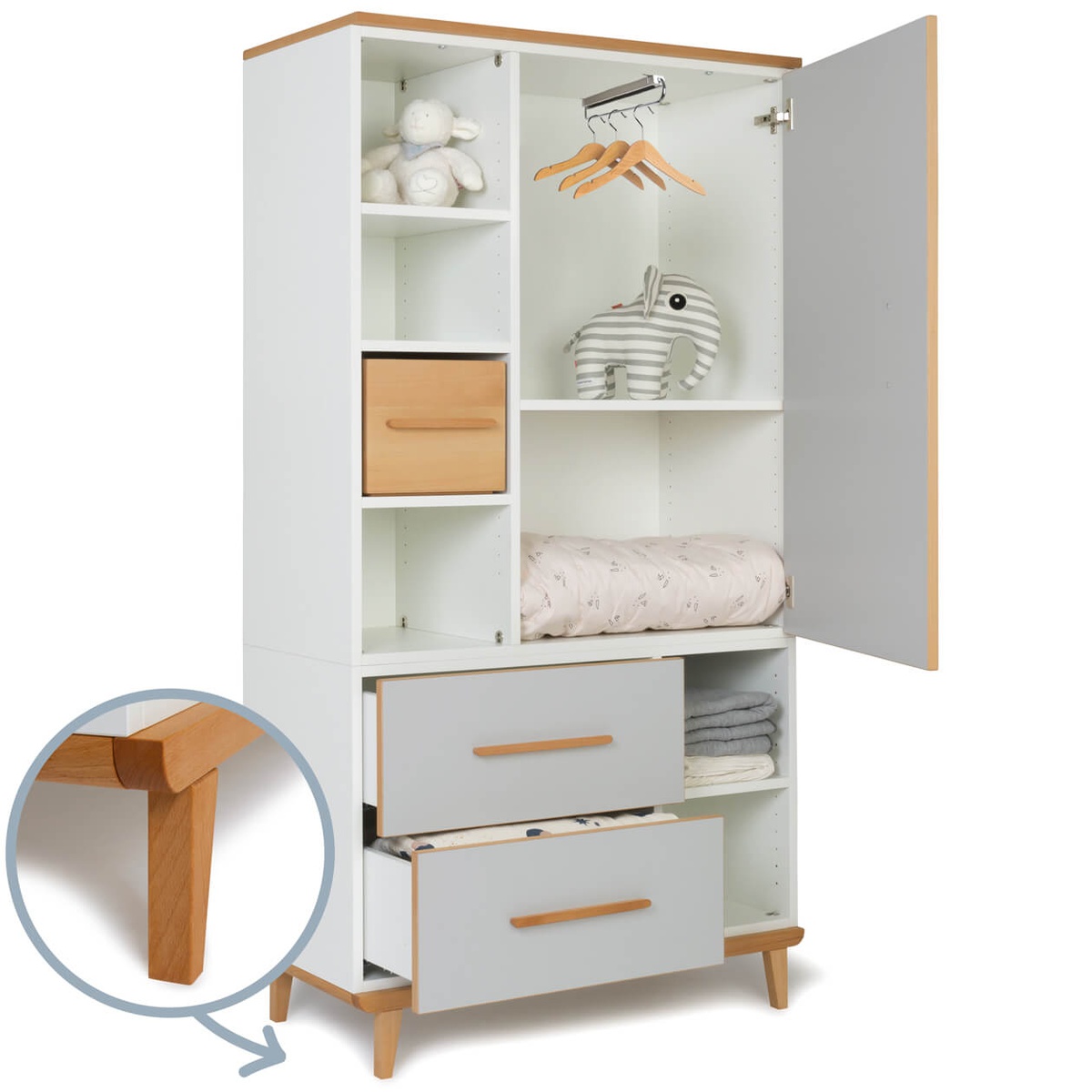 Wardrobe 173 cm 1 door 2 drawers NADO Retro manhattan grey