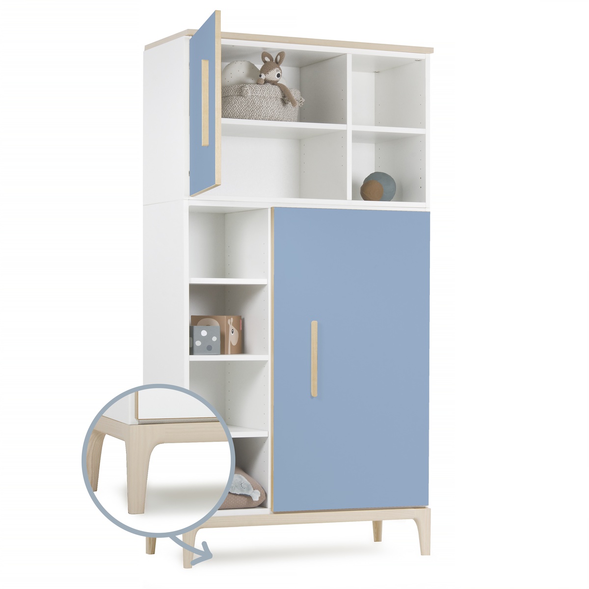 Wardrobe 173cm 2 doors NADO Curve ash capri blue