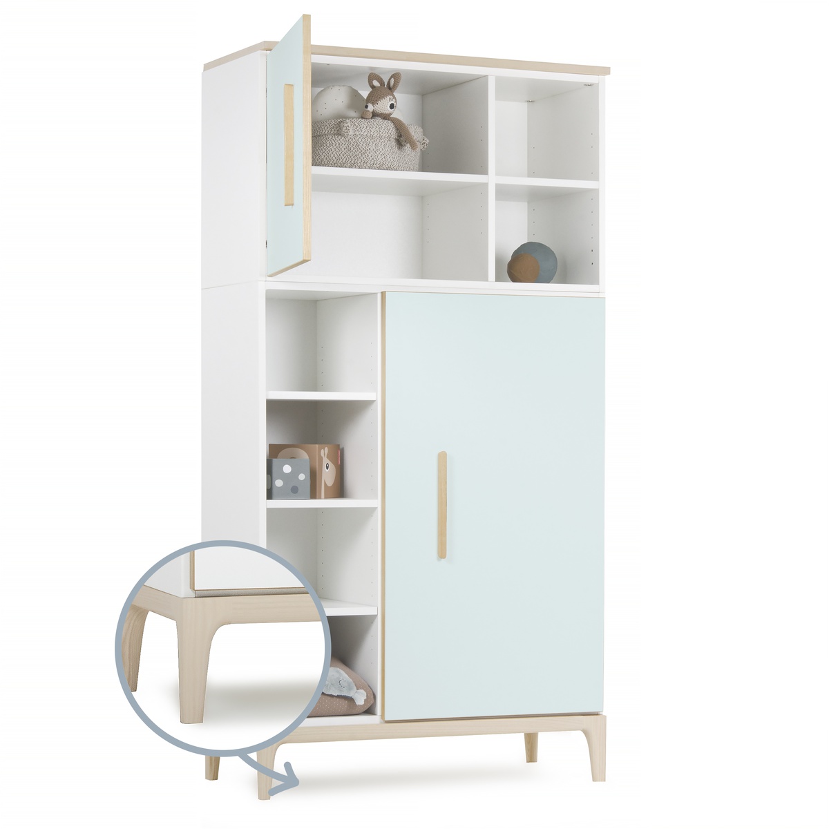 Wardrobe 173cm 2 doors NADO Curve ash mint