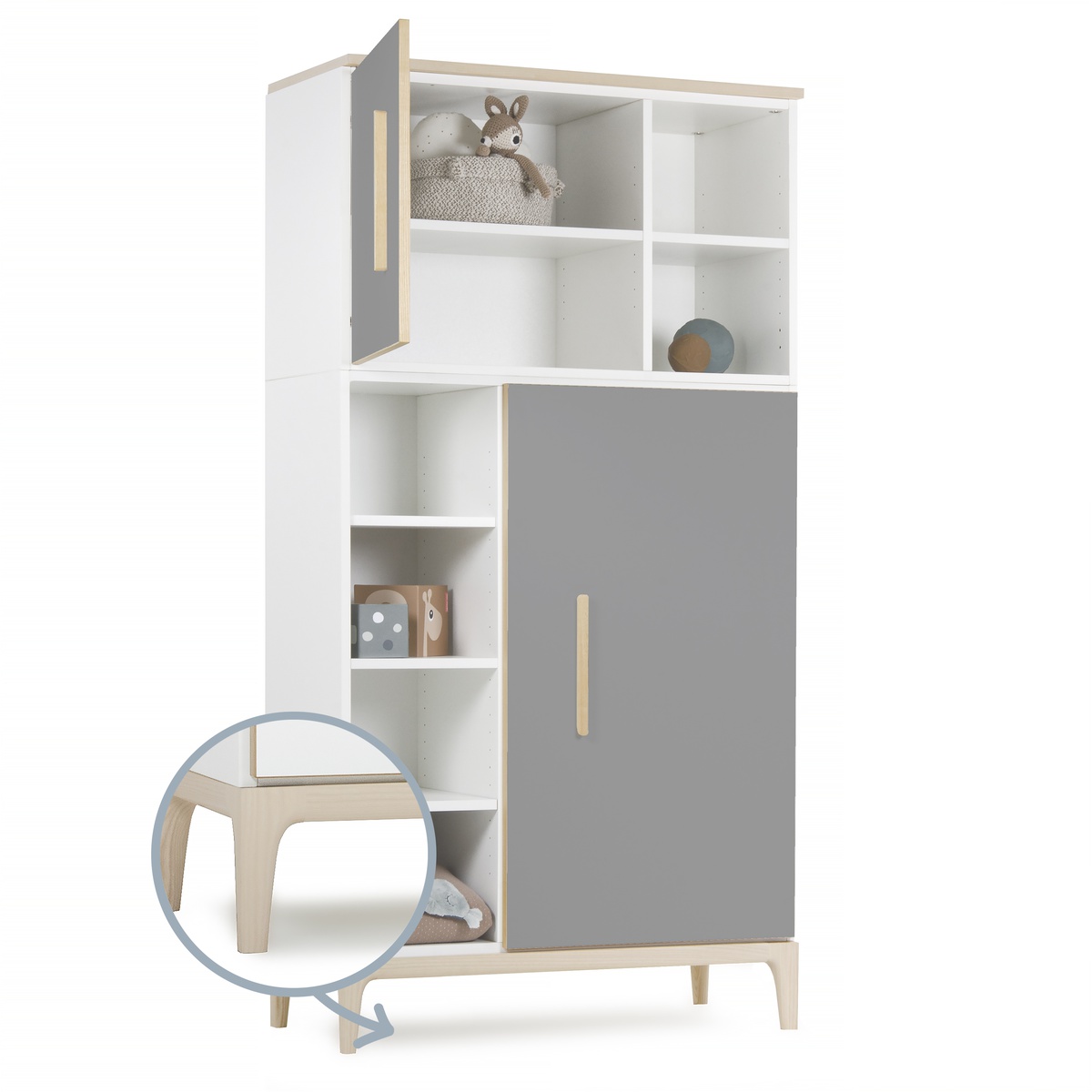 Wardrobe 173cm 2 doors NADO Curve ash slate grey