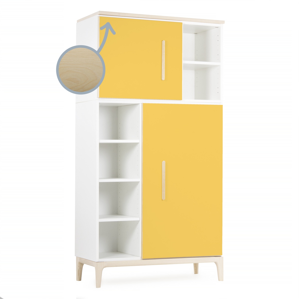 Wardrobe 173cm 2 doors NADO Curve ash sunshine yellow 
