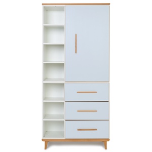 Wardrobe 198 cm 1 door 3 drawers NADO Retro beech sky blue