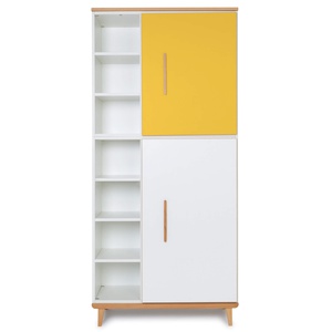 Wardrobe 198 cm 2 doors NADO Retro beech sunshine yellow-white