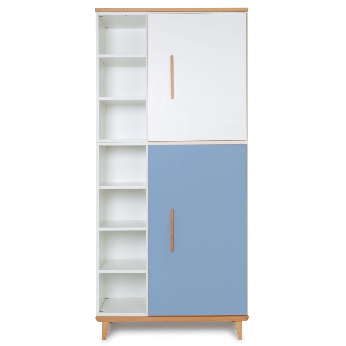 Wardrobe 198 cm 2 doors NADO Retro beech white-capri blue