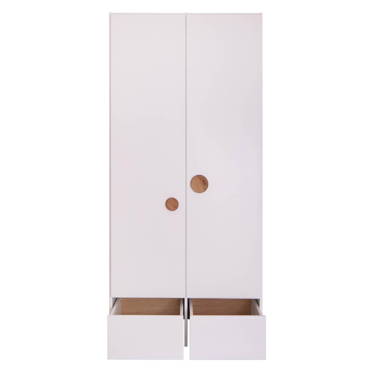 Wardrobe 2 doors 2 drawers KASVA white oak